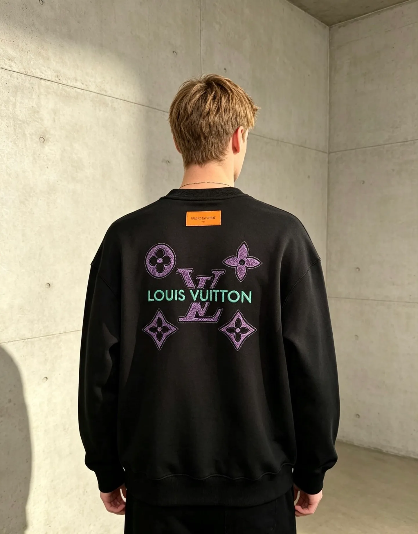 Louis Vuitton/Louis Vuitton presbyopic letter embroidered round neck sweatshirt